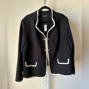 NWT! Talbots Cropper Blazer in Black with Cream Stitching / Size 24W